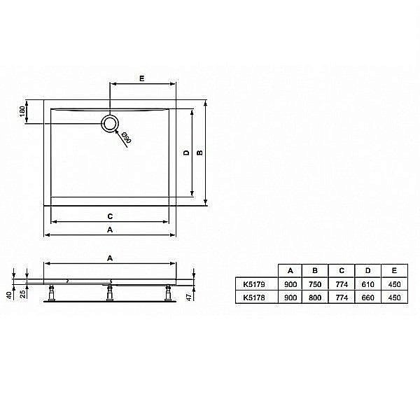 Душевой поддон Ideal Standard Ultra Flat K517901 90x75 купить в интернет-магазине Sanbest