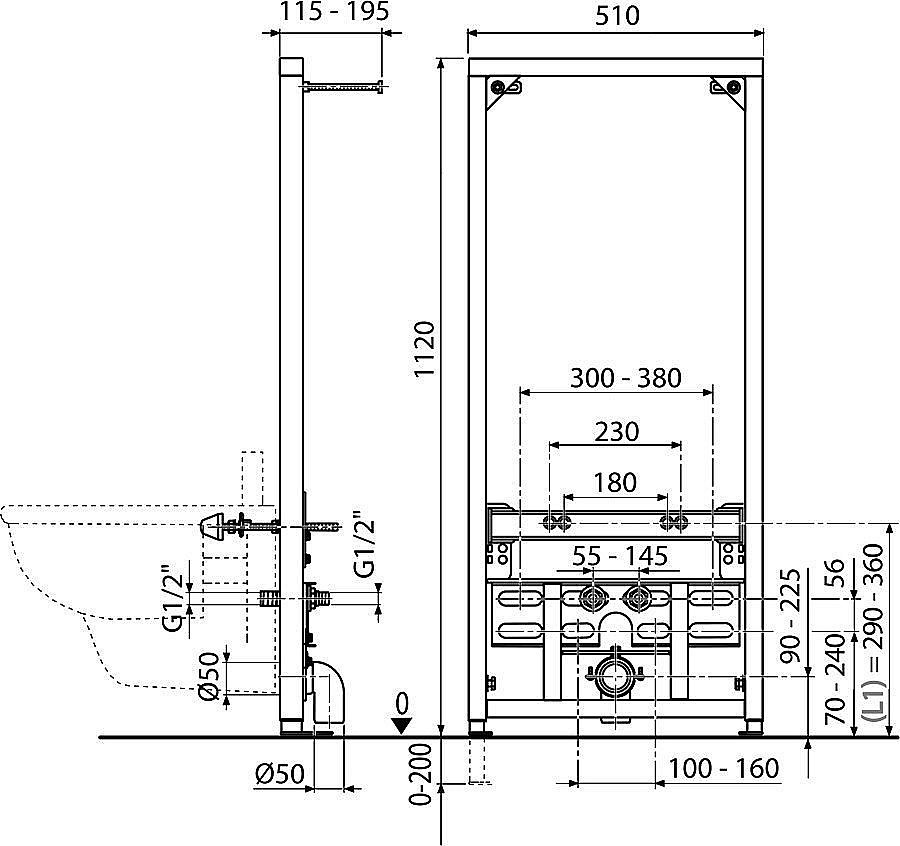 Инсталляция для биде Ravak CHROME UNI X01704 купить в интернет-магазине сантехники Sanbest