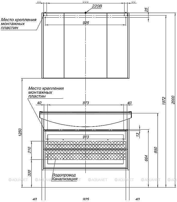 Зеркальный шкаф Aquanet Остин 105 дуб кантербери купить в интернет-магазине сантехники Sanbest
