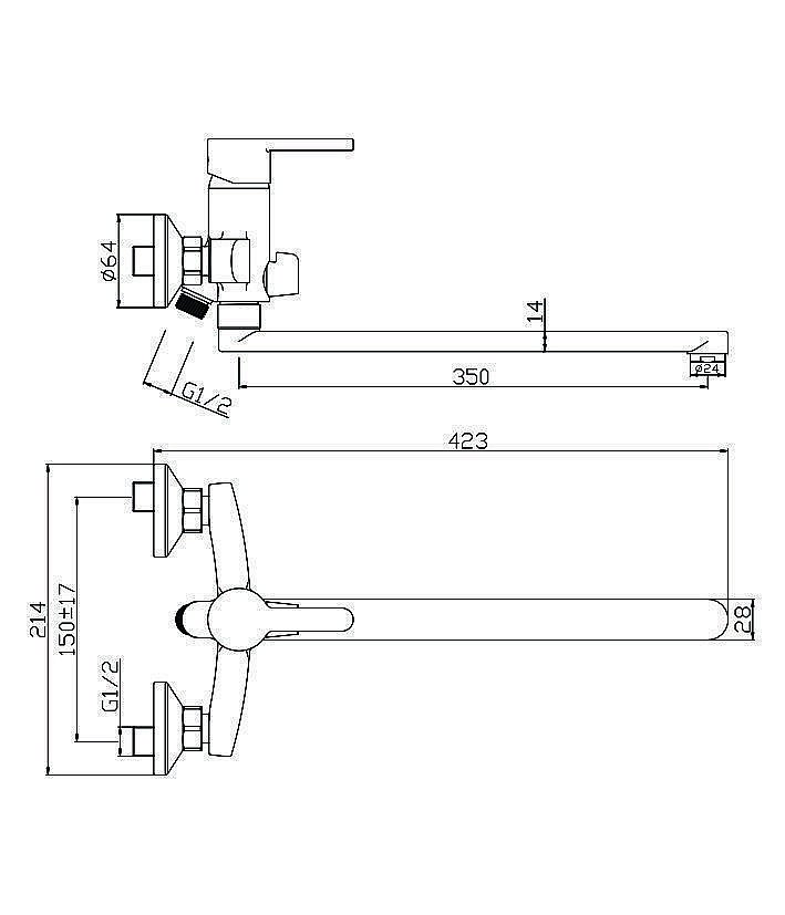 Смеситель для ванны Olive's Torres 17221TR хром купить в интернет-магазине сантехники Sanbest