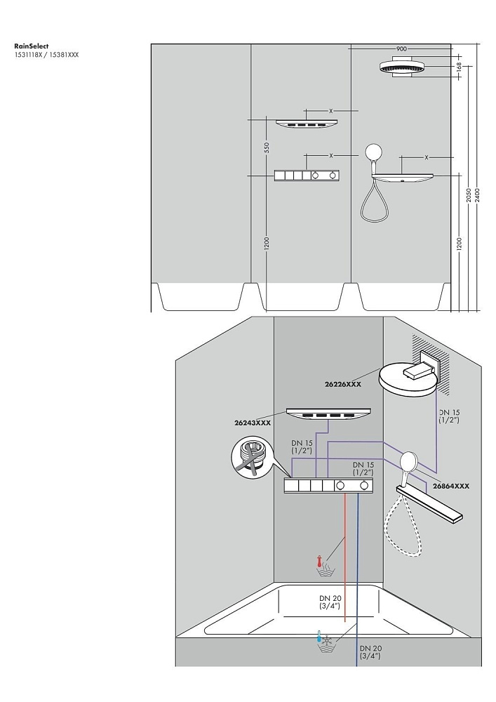 Термостат для душа Hansgrohe RainSelect 15381700 купить в интернет-магазине сантехники Sanbest