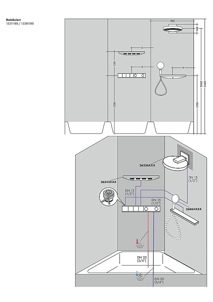 Термостат для душа Hansgrohe RainSelect 15381700 купить в интернет-магазине сантехники Sanbest