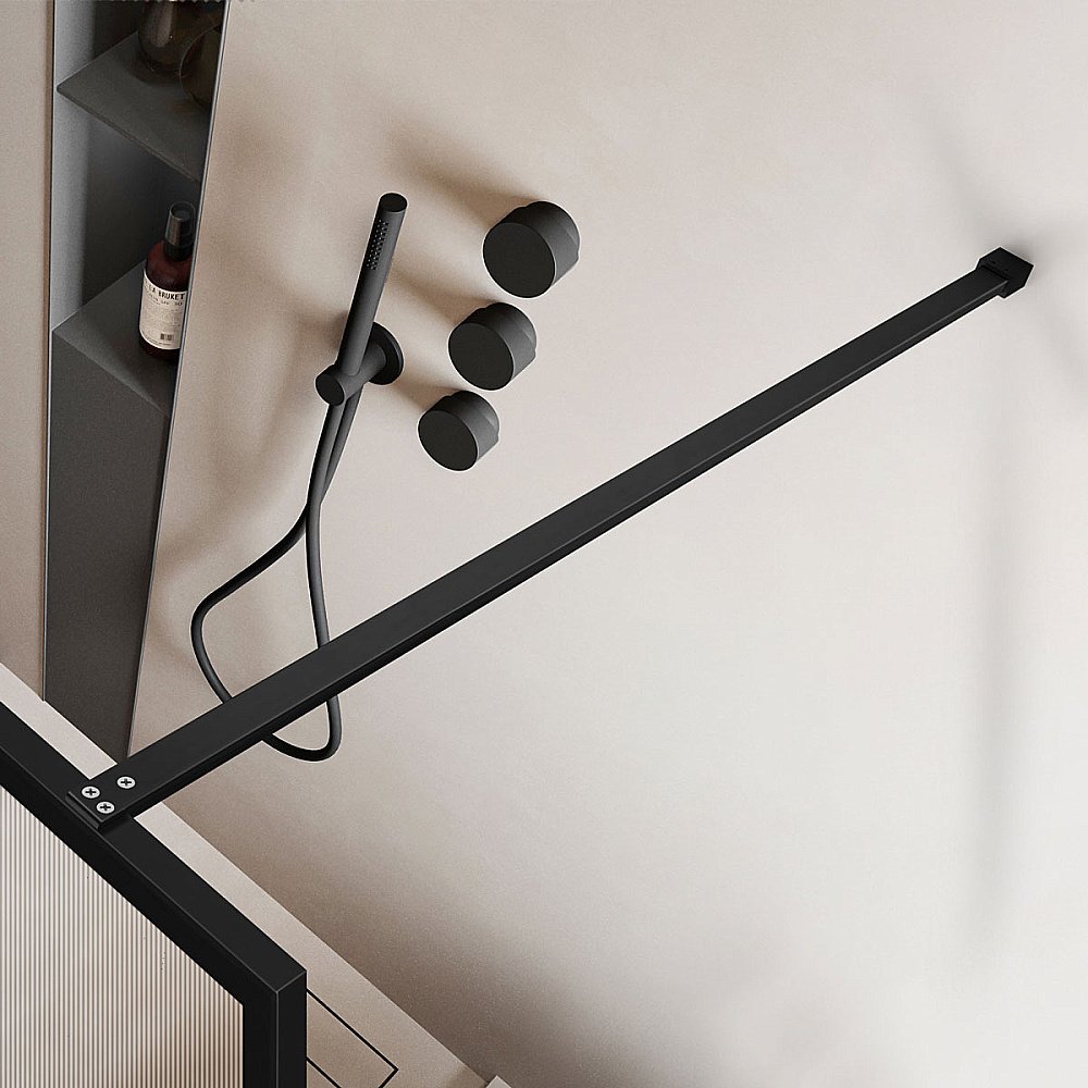 Душевое ограждение Vincea Walk-In VSW-1HP120FLB 120 стекло рифленое/профиль черный матовый купить в интернет-магазине Sanbest