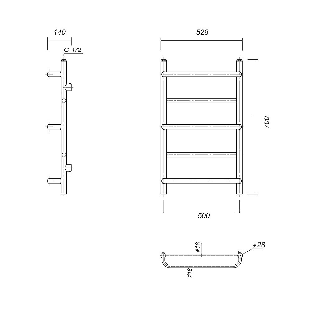 Полотенцесушитель водяной Domoterm Орфей П5 500x700 АБР бронза купить в интернет-магазине сантехники Sanbest