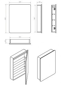 Зеркало-шкаф с подсветкой Art&Max Platino AM-Pla-600-800-1D-R-DS-F 60x80 в ванную от интернет-магазине сантехники Sanbest