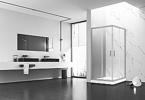 Душевой уголок Veconi Rovigo RV84-10080-01-C5 100х80 стекло прозрачное/профиль Брашированный никель купить в интернет-магазине Sanbest