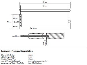 Полка для полотенец Bemeta Dark 104219070 купить в интернет-магазине сантехники Sanbest