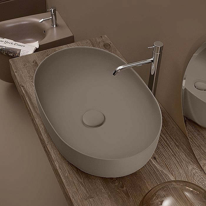 Раковина накладная Kerasan Nolita 60 534381 Nocciola mat купить в интернет-магазине Sanbest