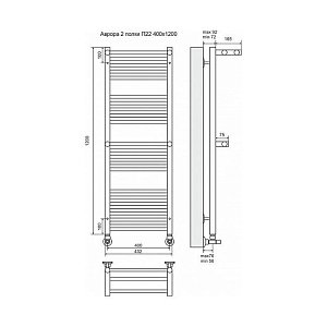 Полотенцесушитель водяной Terminus Аврора П22 400x1200 с двумя полками купить в интернет-магазине сантехники Sanbest