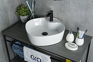 Раковина накладная Gid Geometrico 44 N9442 51153 белая купить в интернет-магазине Sanbest
