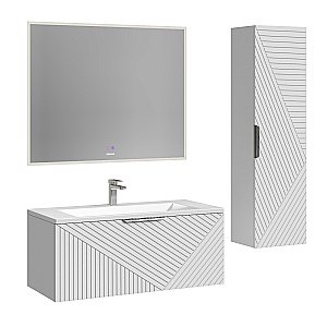 Тумба с раковиной подвесная Grossman БЛИСС 100 с 1 ящ, белая матовая для ванной в интернет-магазине Sanbest