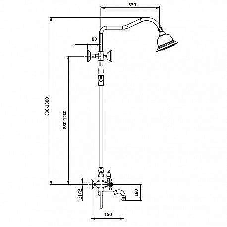 Душевая система Magliezza Bianco 1302 бронза купить в интернет-магазине сантехники Sanbest