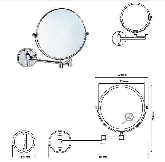 Зеркало косметическое Bemeta 172201512 хром купить в интернет-магазине сантехники Sanbest