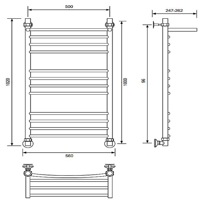 Полотенцесушитель водяной Veconi Nemi-B N10050GR-B графит купить в интернет-магазине сантехники Sanbest