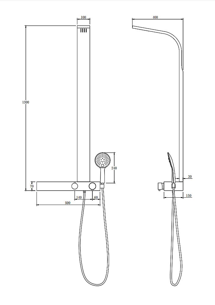Душевая панель Taliente TA-G-TS1301B черная купить в интернет-магазине сантехники Sanbest