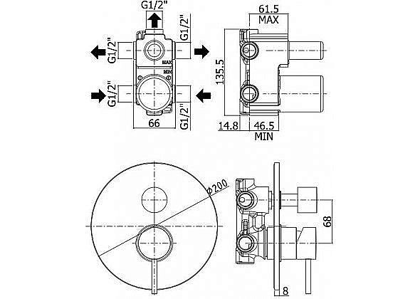 Смеситель для душа Paffoni Light LIG019CR (с внутренней частью) купить в интернет-магазине сантехники Sanbest