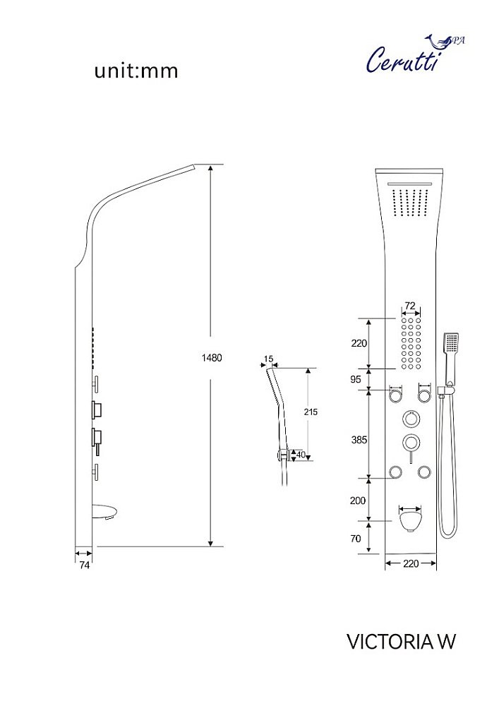 Душевая панель CeruttiSpa VICTORIA W CT9979 Белая купить в интернет-магазине сантехники Sanbest