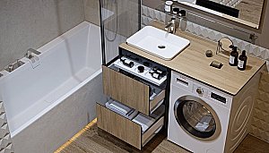 Мебель для ванной Velvex Klaufs 56.60.2Y светлое дерево/черный для ванной в интернет-магазине Sanbest