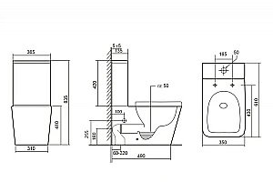 Унитаз-компакт Abber Rechteck AC1210T белый, с крышкой микролифт, с бачком, безободковый, слив-торнадо купить в интернет-магазине Sanbest