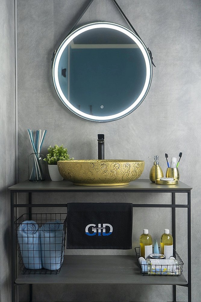 Раковина накладная Gid Lago 51,5 Nc444 52233 золото купить в интернет-магазине Sanbest