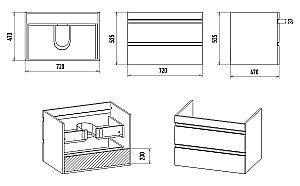 Тумба с раковиной Misty Ингрид - 75 П-Инг-01075-011П2Я белая для ванной в интернет-магазине Sanbest