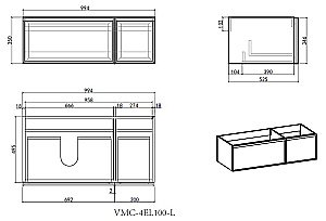 Тумба с раковиной Vincea Elise 100 VMC-4EL100MG/VCB-4EL100MW серый матовый для ванной в интернет-магазине Sanbest