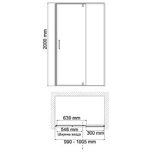 Душевая дверь WasserKRAFT Aisch 55P12 100 стекло прозрачное/профиль золото купить в интернет-магазине Sanbest