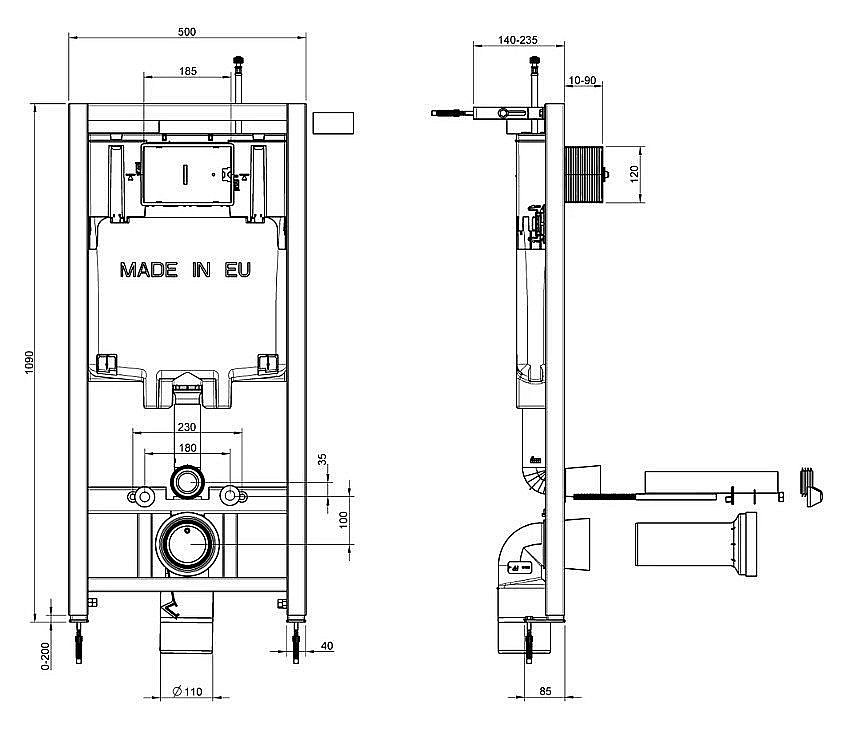 Унитаз подвесной Jacob Delafon RODIN+ E21749RU-00 безободковый, с крышкой микролифт, с инсталляцией и кнопкой хром купить в интернет-магазине Sanbest