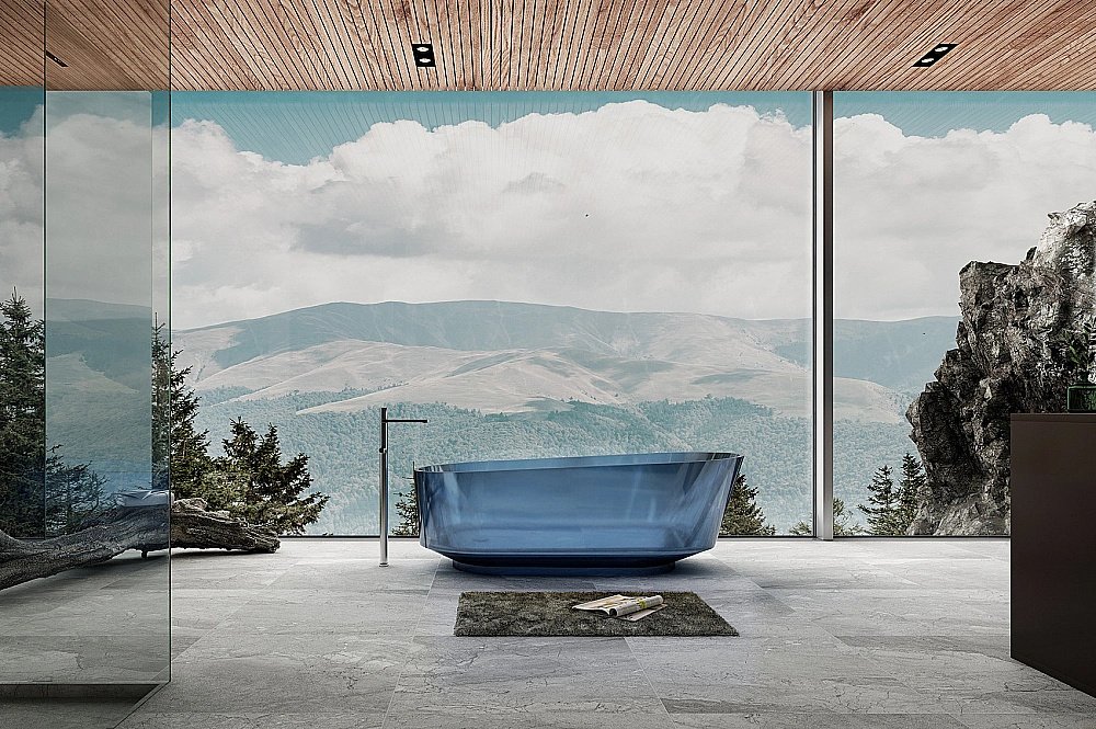 Ванна Abber Kristall AT9706Saphir 170x80 синяя прозрачная купить в интернет-магазине Sanbest