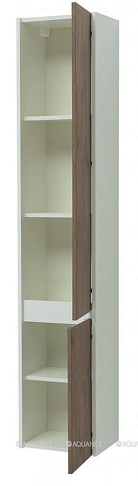 Шкаф-пенал Aquanet Клио 274750 35 белый глянец/Дуб Веллингтон для ванной в интернет-магазине сантехники Sanbest