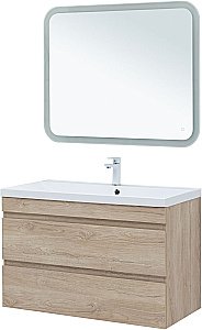 Тумба с раковиной Aquanet Нота New 334200 100 дуб светлый для ванной в интернет-магазине Sanbest