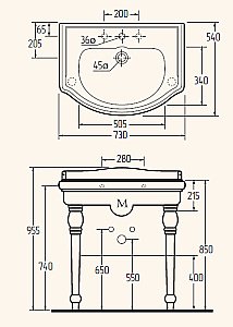 Консоль с раковиной Migliore Bella ML.BLL-24.073 для ванной в интернет-магазине сантехники Sanbest