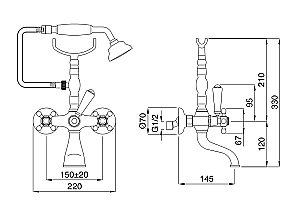 Смеситель для ванны Migliore Revival ML.REV-402 бронза купить в интернет-магазине сантехники Sanbest