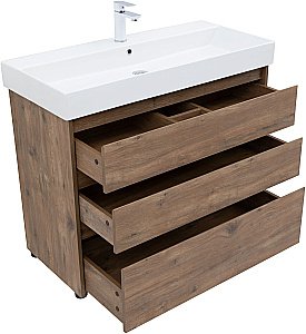 Тумба с раковиной Aquanet Nova Lite 302480 100 дуб рустикальный для ванной в интернет-магазине Sanbest