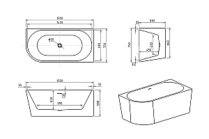 Акриловая ванна Royal Bath RIVA RB610310-GR 150х75 белый купить в интернет-магазине Sanbest