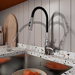 Смеситель для кухни Milardo Meal M01SB2FM05 хром/черный купить в интернет-магазине сантехники Sanbest