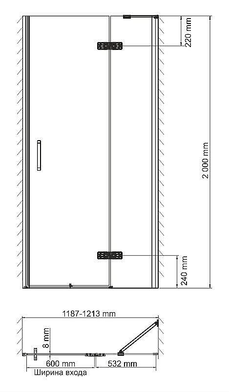 Душевая дверь WasserKRAFT Aller 10H05BLACK MATT купить в интернет-магазине Sanbest