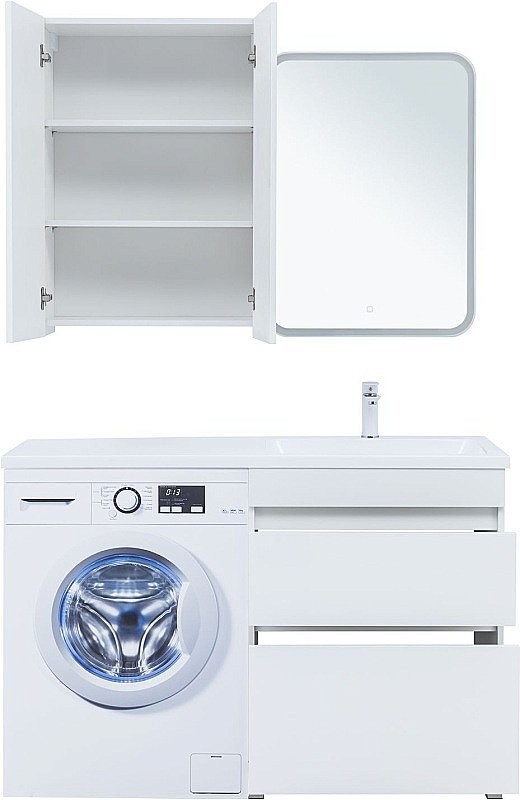 Тумба с раковиной Aquanet Вега 130 329125 белая для ванной в интернет-магазине Sanbest