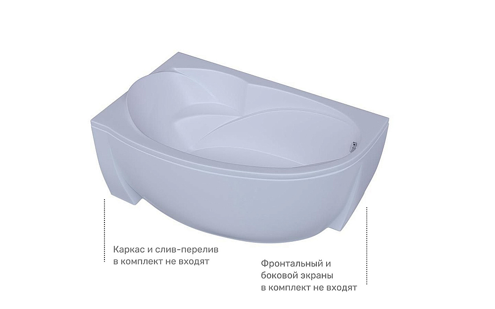 Ванна акриловая Aquatek Бетта 160 белая купить в интернет-магазине Sanbest