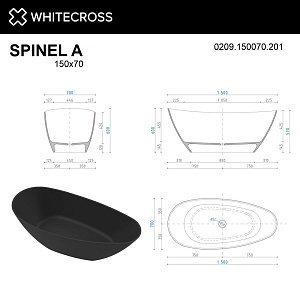 Ванна WhiteCross Spinel A 150x70 черный матовый купить в интернет-магазине Sanbest