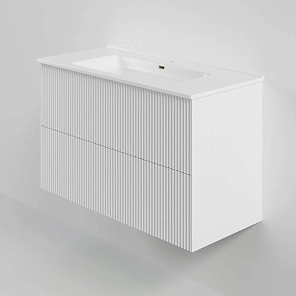 Тумба с раковиной La Fenice Terra Twin 100 FNC-01-TER-B-100-2 белая матовая для ванной в интернет-магазине Sanbest
