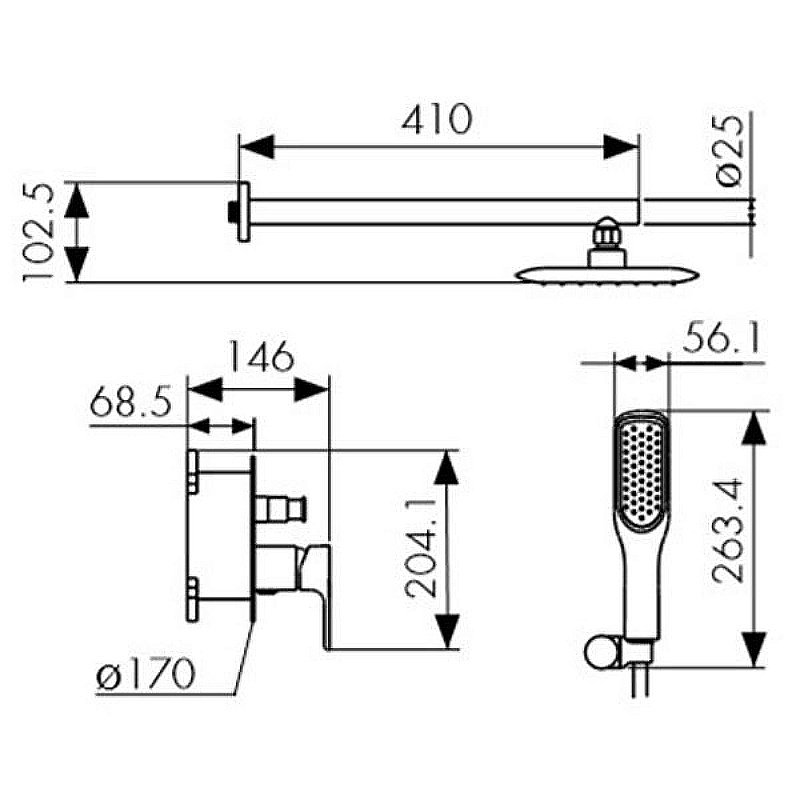 Душевая система Kaiser Rios 66077 хром купить в интернет-магазине сантехники Sanbest
