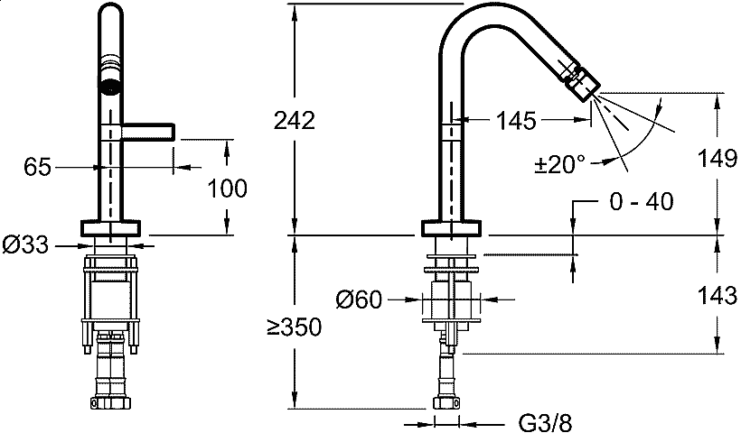 Cмеситель для биде Jacob Delafon STILLNESS E971-4-CP купить в интернет-магазине сантехники Sanbest