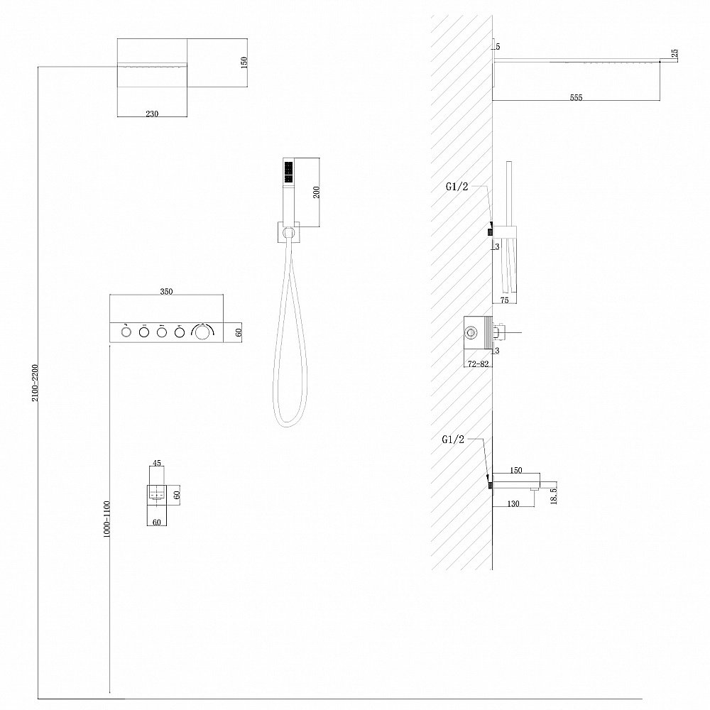 Душевая система Abber Rund AF8753B черная матовая купить в интернет-магазине сантехники Sanbest