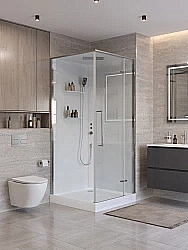 Душевая кабина BelBagno UNO-CAB-A-1-90-C-Cr-Bi-TOP-R 90x90 стекло прозрачное/профиль хром правая купить в интернет-магазине сантехники Sanbest