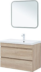 Тумба с раковиной Aquanet Нота New 334199 90 дуб светлый для ванной в интернет-магазине Sanbest