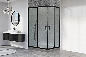 Душевой уголок Royal Bath HPD RB11510HPD-C-BL 100х115 матовое стекло/профиль черный купить в интернет-магазине Sanbest