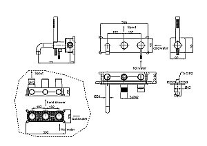 Смеситель для ванны Boheme Uno 464-3-MG золото матовое купить в интернет-магазине сантехники Sanbest