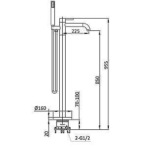 Смеситель для ванны Vincea Desire VTF-1DGM вороненая сталь купить в интернет-магазине сантехники Sanbest