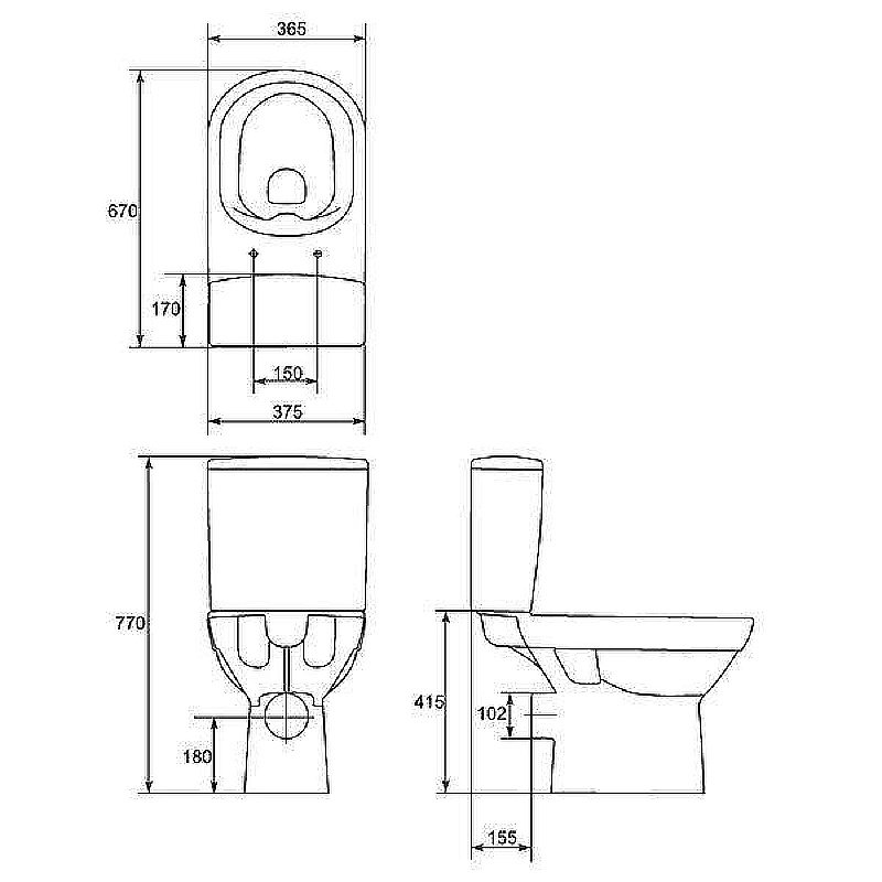 Унитаз Cersanit Colour Clean On 010/011 с бачком, безободковый купить в интернет-магазине Sanbest